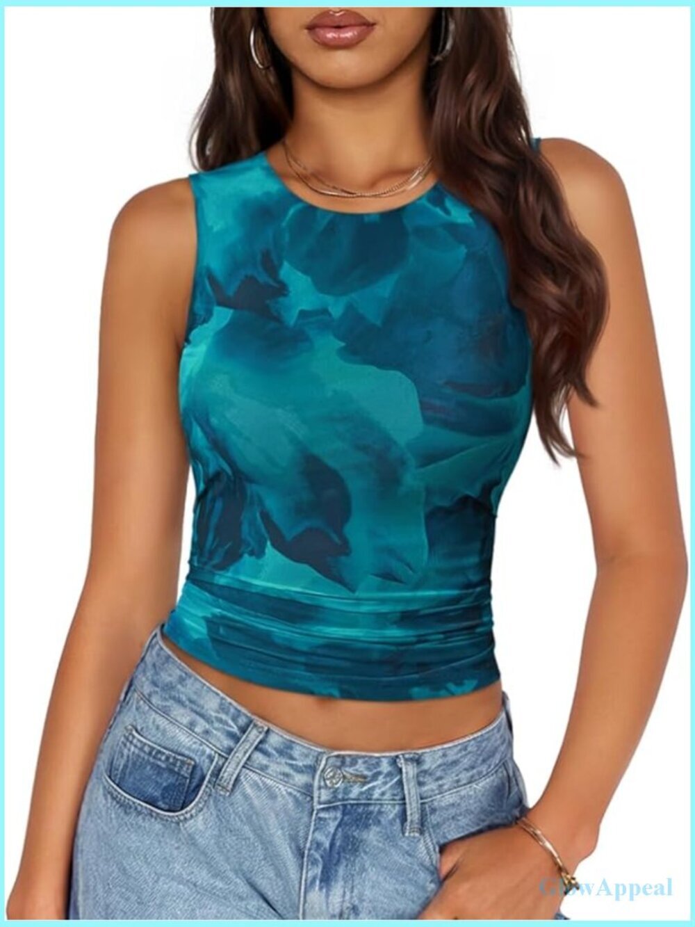 Sleeveless Floral Mesh Crop Tank Top Y2K Going Out Summer Top